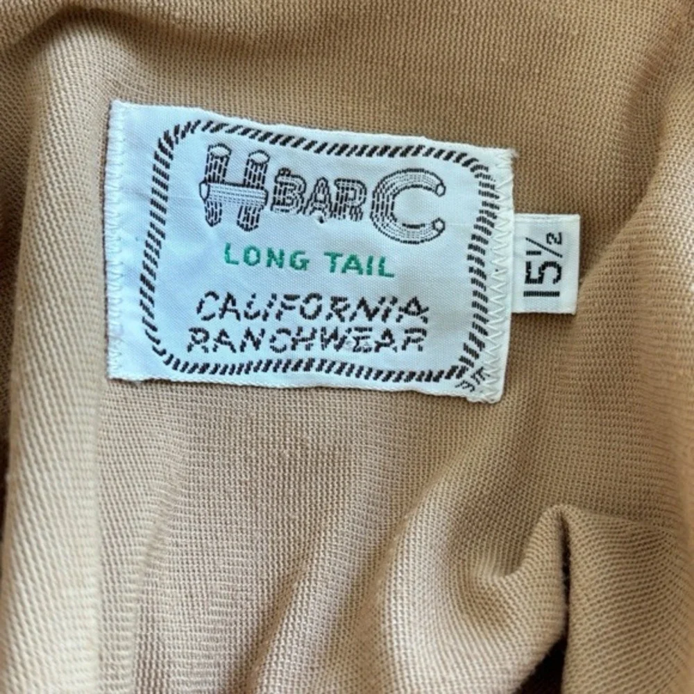 Vtg 80s H Bar C Ranchwear Longtail Double Pearl Snap Western Shirt Mens‎ 15.5 - Picture 6 of 8